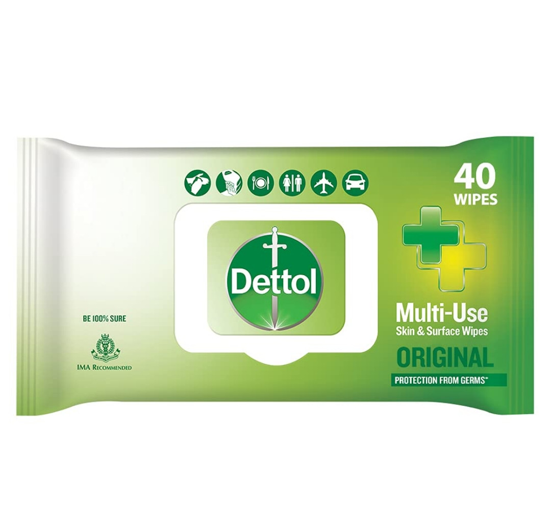 Dettol Germ Protection Wet Wipes for Skin & Surfaces, Original - 40 Count