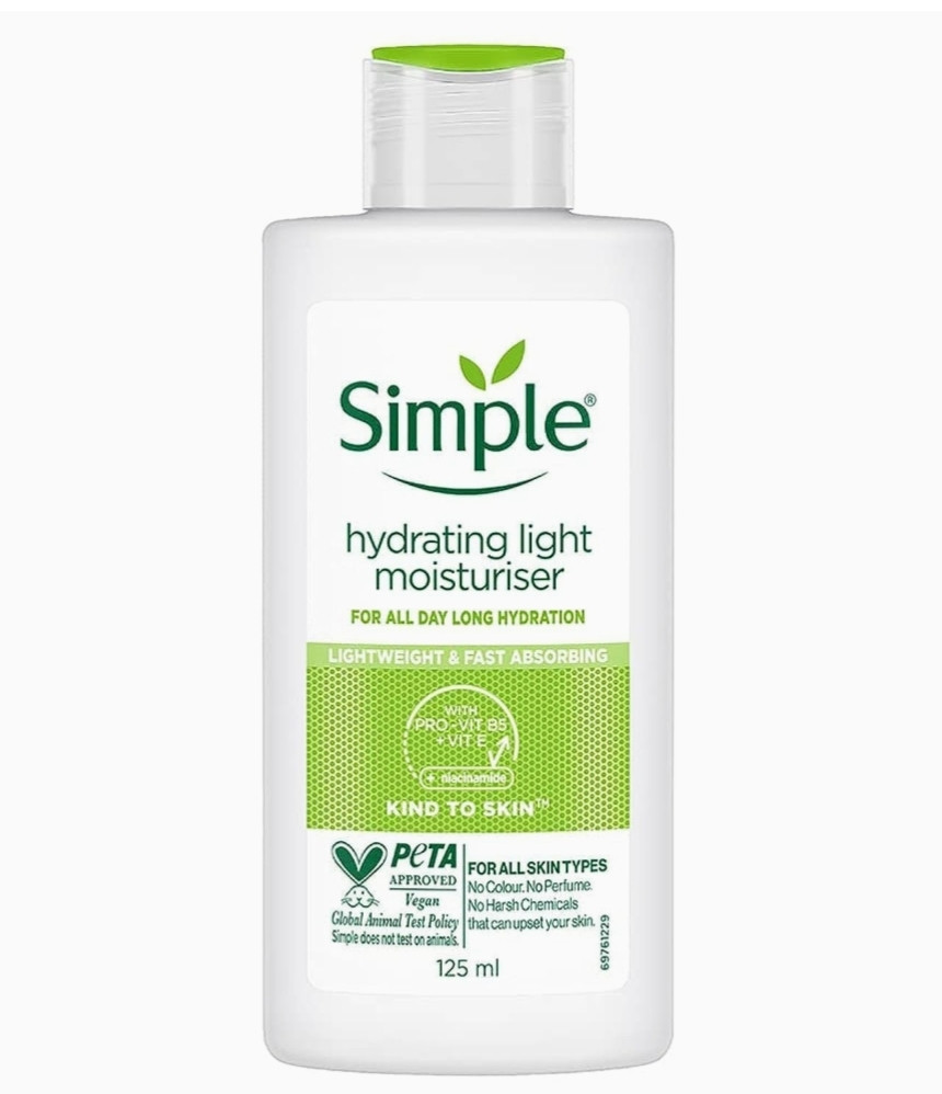 Simple Kind To Skin Hydrating Light Moisturiser Lotion 125ml | For All Day-Long Hydration | For All Skin types
