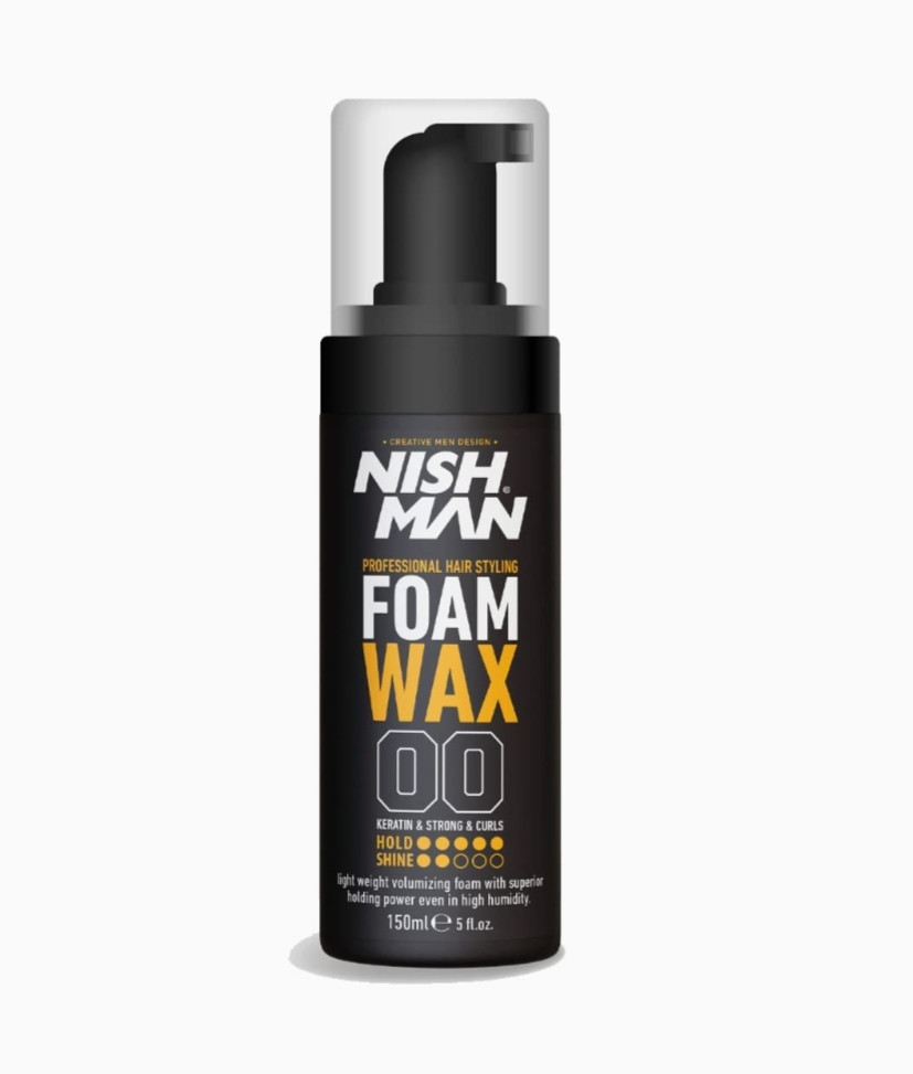 Nishman Hair Styling Foam Wax for Men | Natural Shine | Strong Hold | Hair Styling Wax | Bouncy Finish| Voluminous Hair| 100% Natural | Toxic Free | 150 ML