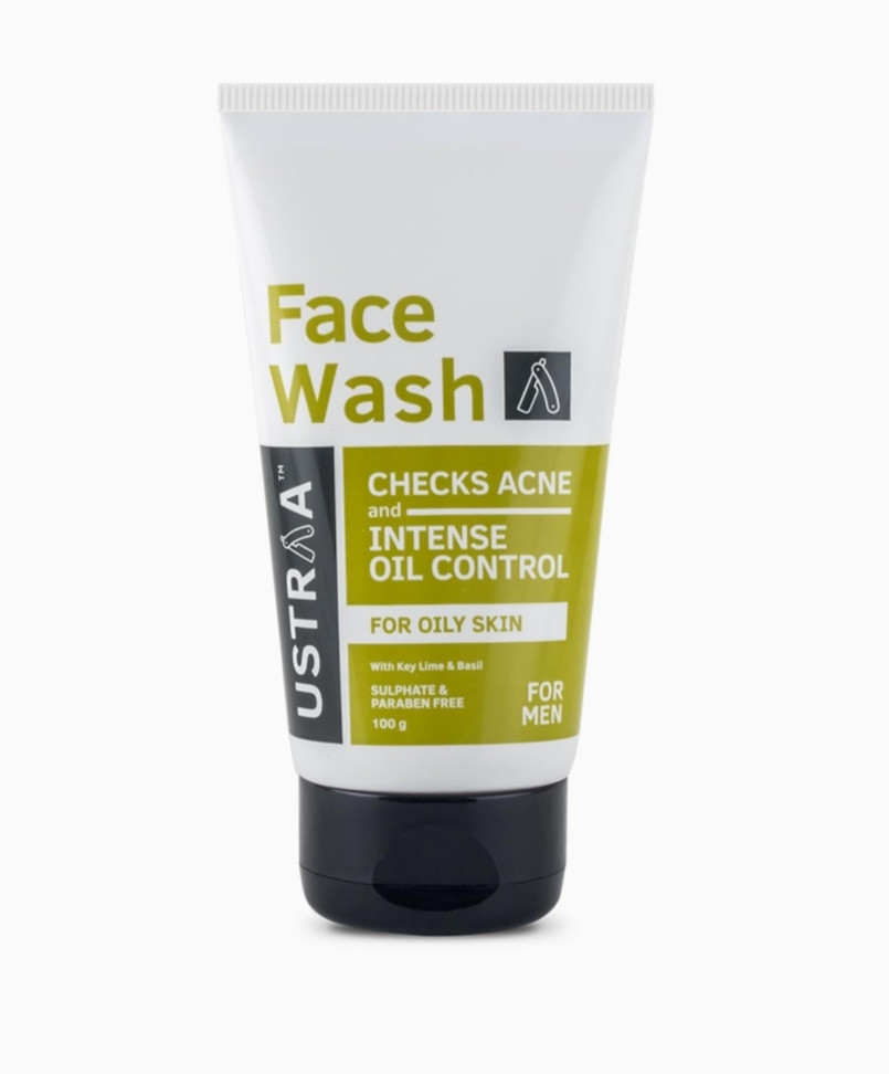 Ustraa Face Wash - Oily skin - 100g - Specially formulated for Oily Skin | With Key lime & Basil extract | Remove excess Oil & Dirt | Sulphate and Paraben Free