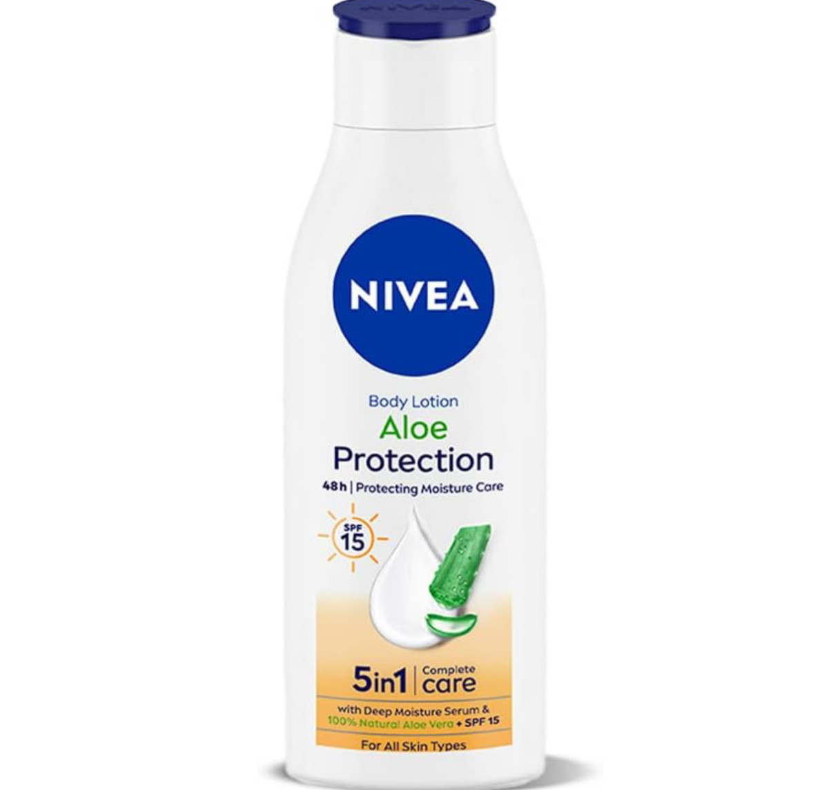 Nivea Aloe Protection Body Lotion | All Skin Types | With SPF15, Deep Moisture Serum & 100% Natural Aloe Vera