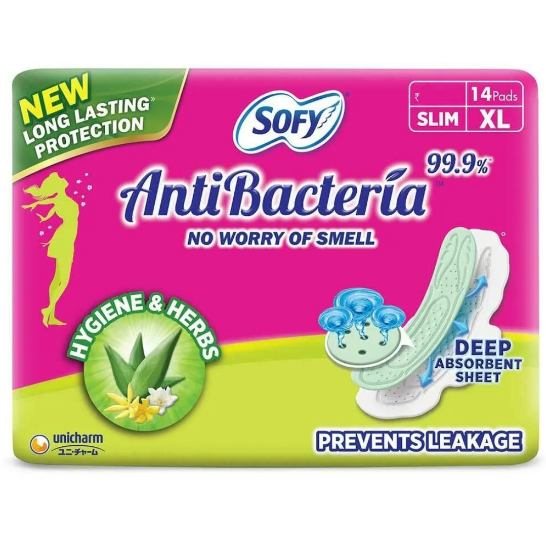 Sofy Antibacterial Hygiene & Herbs Slim Sanitary Napkins (XL)