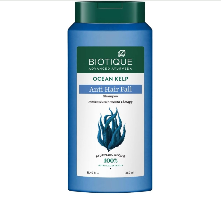 Biotique Ocean Kelp Anti Hairfall Shampoo | Intensive Hair Growth Therapy| Anti Hairfall Shampoo that Maintains Shine |100% Botanical Extracts | Suitable for All Hair Types |340ml