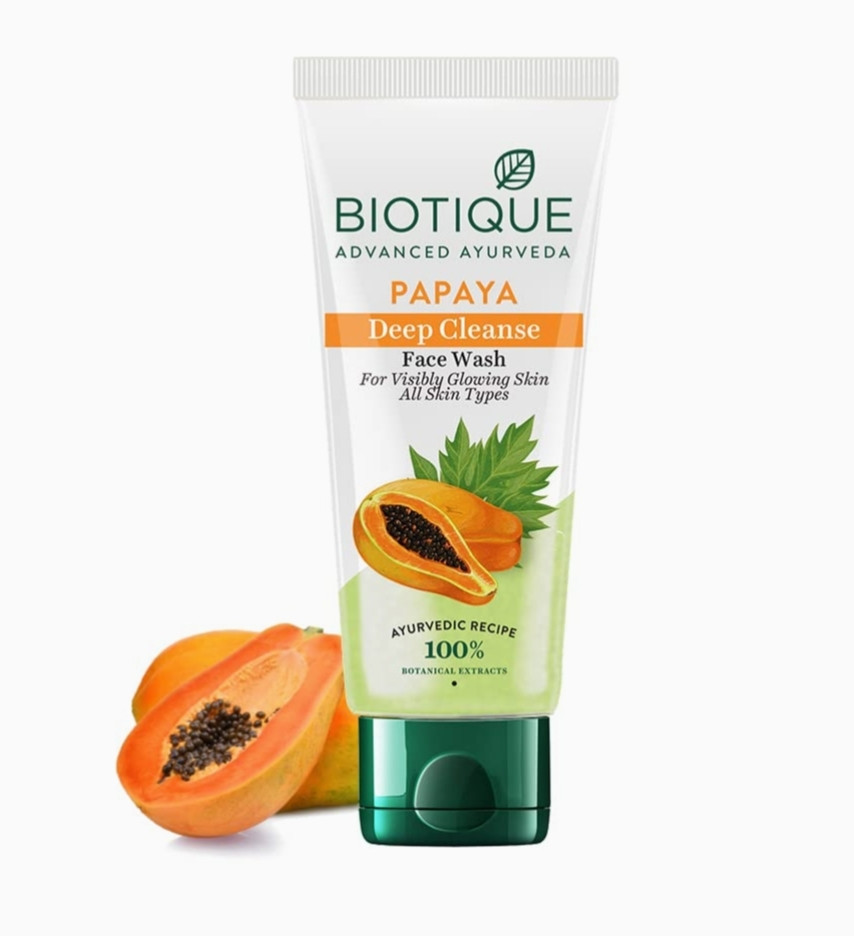 Biotique Papaya Deep Cleanse Face Wash | Gentle Exfoliation | Visibly Glowing Skin | 100% Botanical Extracts| Suitable for All Skin Types |